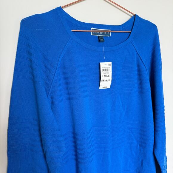 Karen Scott Womens Sweater Large Royal Blue Fall Winter Holiday Giftable NEW - Picture 2 of 5